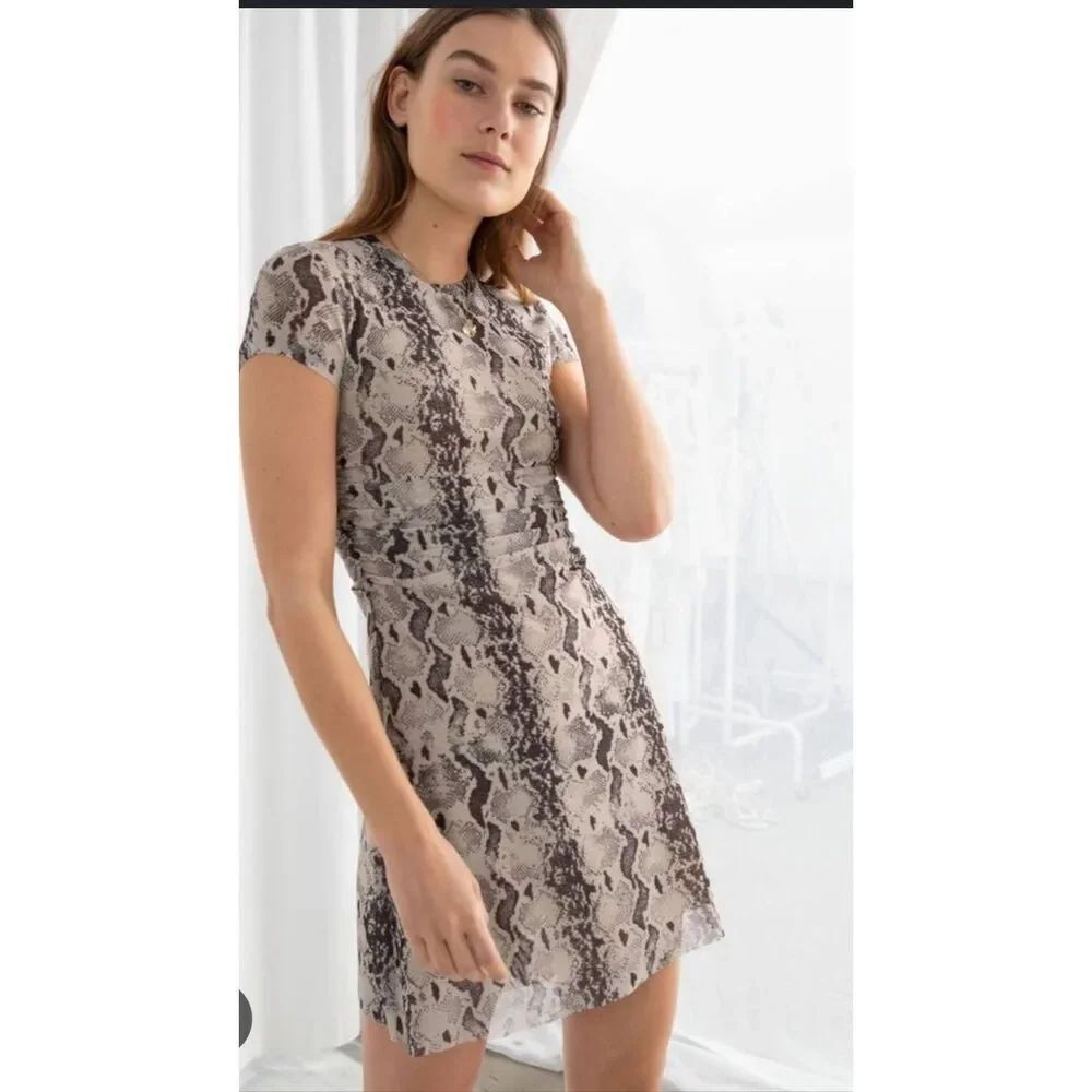 & Other Stories Stockholm Atelier Black White Snake Print Dress 10